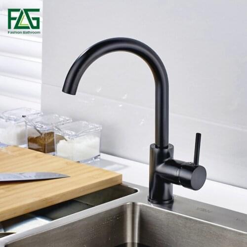 FLG Best Quality Wholesale And Retail Kitchen Faucet 360 Degree Rotating Tap Deck Mounted Black Kitchen Sink Mixer Taps 169-33B