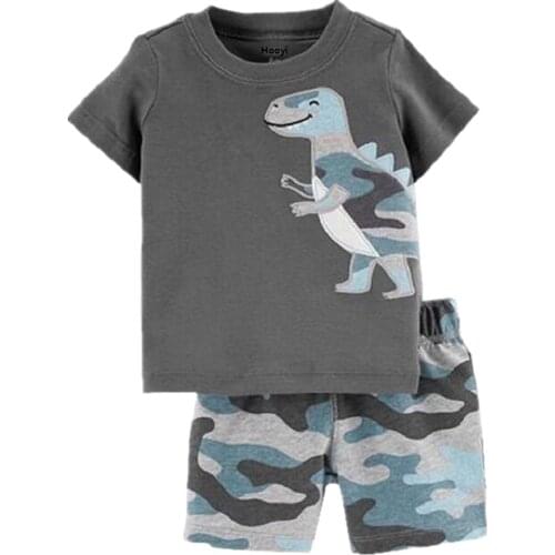 Camouflage Baby Boys Clothes Suit Summer Dino T-Shirts + Camo Shorts Pants Sets Casual Boy Outfit Cotton Sets Tops 6 9 12 18 24M