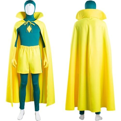 Wanda Vision Vision Cosplay Costume Jumpsuit Cloak Outfits Halloween Carnival Suit