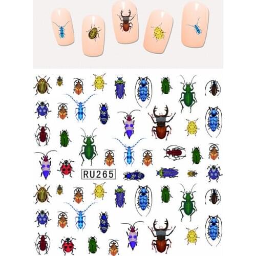 UPRETTEGO NAIL ART BEAUTY WATER DECAL SLIDER NAIL STICKER CARTOON CUTE INSECT BUTTERFLY BEETLES FLY WORM RU265-270