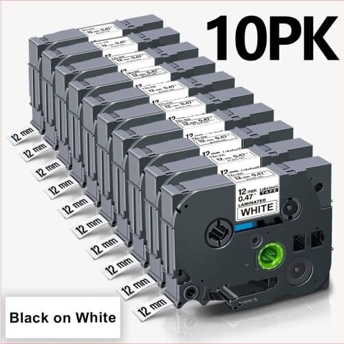 Labelwell 10PCS 12mm Tze-231 tze tape for Brother tze 231 tze231 tze-631 tze-431 Laminated ribbon for Brother P-touch Printer