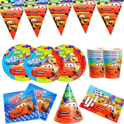 Lightning McQueen Them Disposable tableware Set Disney Cars Birthday Party Decorations Kids Favor Paper Cups Plates Kid Shower