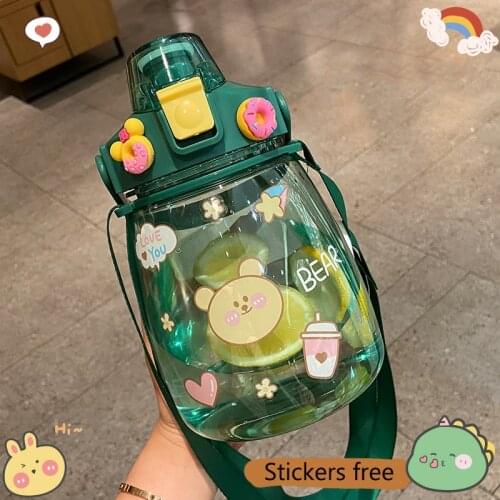 1200Ml Cartoon Cute Super Large Capacity 1200Ml With Straw Bottle New Trendy Pot Portable Cute Summer Cup