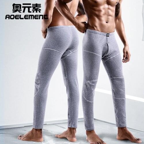 Mens long pants Plus thick velvet Leggings Autumn and winter Cotton pants Tight thermal pants Thin cotton trousers winter men