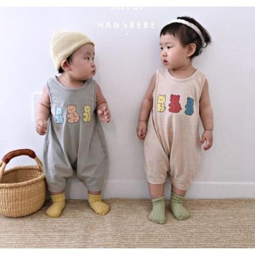 Summer New Baby Clothes Newborn Boy Girl Cotton Cartoon Little Bear Sleeveless Romper Infant Fashion Casual Jumpsuit