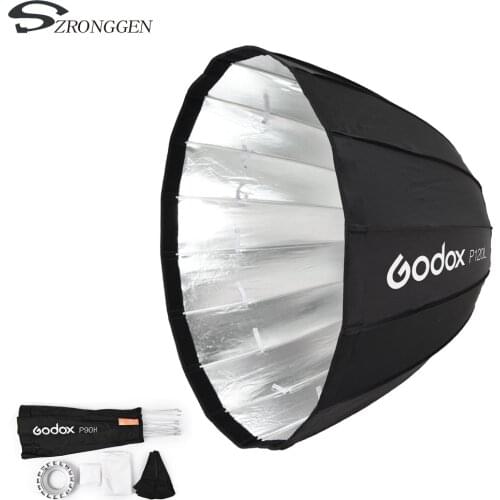 Godox Portable P120h 120 CM Deep Parabolic Softbox Bowens Mount Studio Flash Reflector Speedlite Photo Studio Softbox