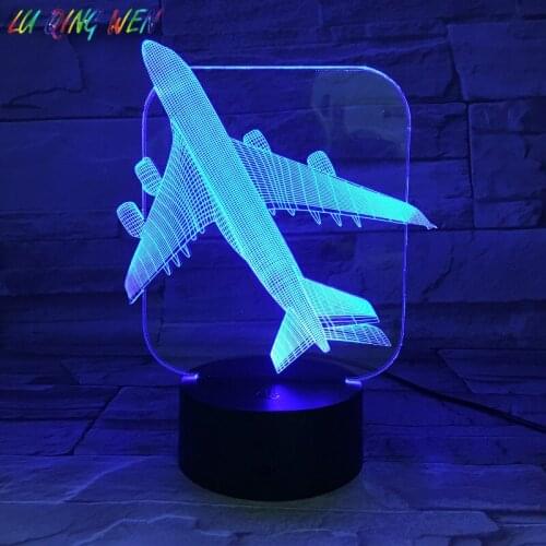 Airplane Kids Night Light 7 Color Changing Boy Baby Bedroom Decoration De Maison Dropshipping 2019 Table LED Night Lamp Aircraft