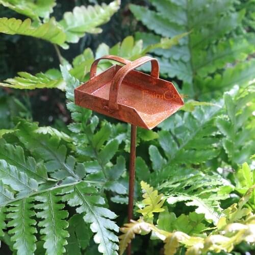 Fairy Garden Miniatures Rusty Soil Dustpan Pick Mini Garden Planter Decoration Flower Pot Decor Picks Metal Crafts Accesories