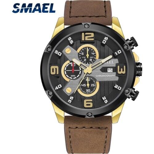 2020 Luxury Brand Watch Quartz Movement Clock Leather Auto Date Chronograph Watch For Men 9082 Fashion Sport Watches Quartz Time