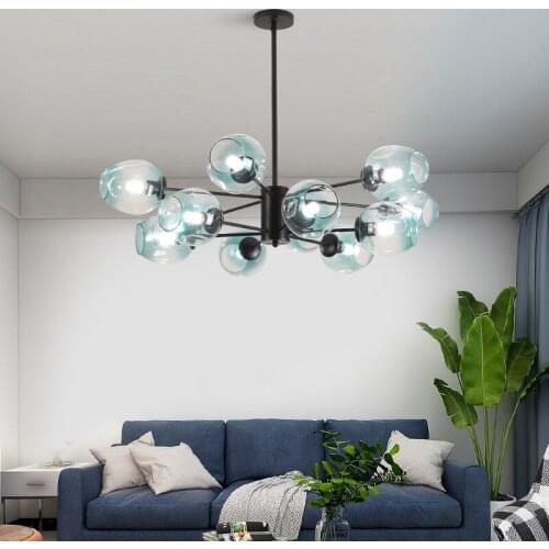 Modern Creative LED Chandelier Living Room Glass Ball Hanging Lamp Living Room Bedroom Interior Decor Lighting Kitchen Fixtures