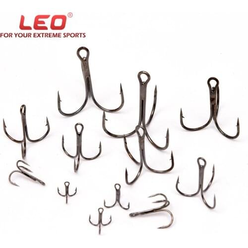 Leo 100pcs Steel Anchor Treble Hook Echo Sharp Treble Offshore Angling 1 / 0# to 12 # A total of 12 models Fishing Tackle Parts