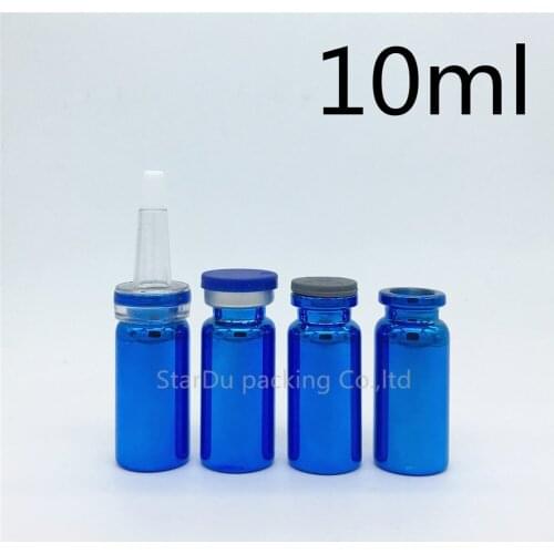 10ml UV Blue Glass Vials, 10cc Glass Bottle with flip off cap,1/3OZ cosmetic packaging, essence bottle 50pcs/lot