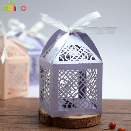 Wedding gift pack box customize size and logo laser cut love heart wedding candy box wholesale