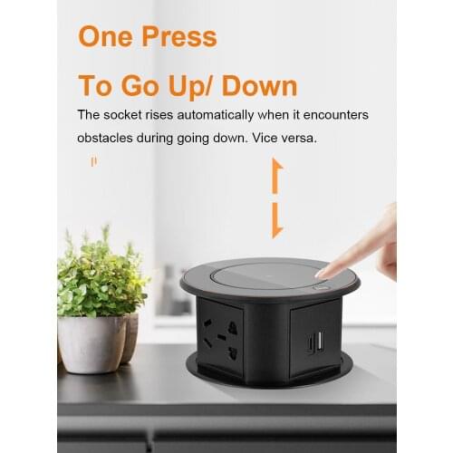 Smart Retractable Pop Up Socket,Wireless Charge,USB Port,IP53 Automatic Lifting Protection Outlet Light, Bluetooth,Anti-pinch