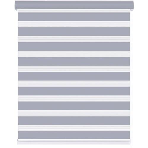 Zebra Roller Shade Blinds Horizontal Stripes Window Curtain Day and Night Blind Dual Layer Shades Custom Made Light Grey