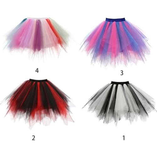 85LB Women Vintage Candy Multicolored Short Tutu Skirt Layered Bubble Puffy Petticoat Cosplay Party Ballet Dance High Waist