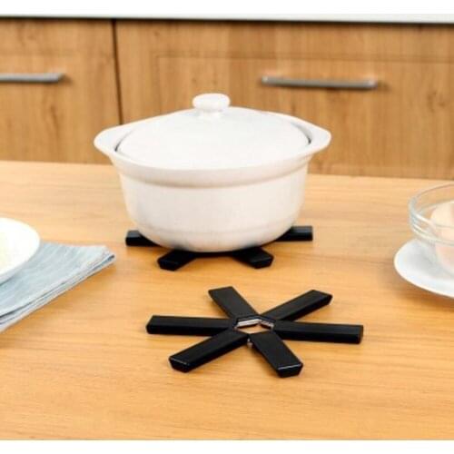 1PC Black 18.7cm Folding Dining Table Mat ABS Plastic Bowl Pad Knitting Bowl Mats Table Accessories Kitchen Tool Accessories 80C