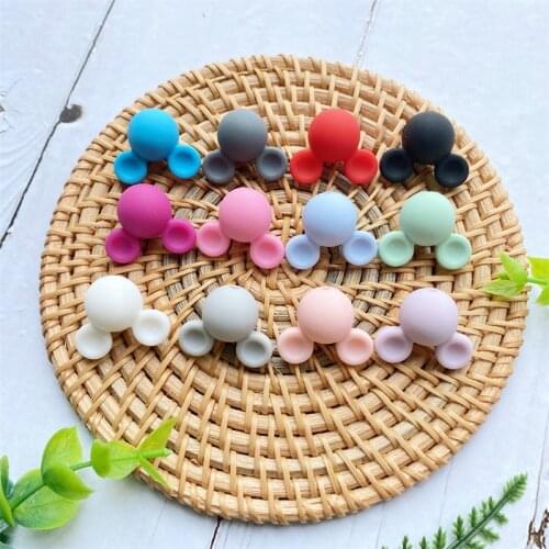 10Pcs BPA Free Mickey Baby Teething Beads Food Grade Cartoon Mouse Shape Beads For Necklaces Baby Teether Toy Nursing