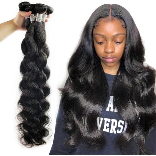 32 34 36 38 40 Inch Human Hair Bundles Body Wave Malaysia Hair Bundles Full Head Weave Natural Black Color Remy Hair Extensions