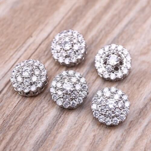 5Pcs 12mm Crystal Rhinestone Flower Round Buttons with Loop Luxurious Metal Embellishments for DIY Crafts Accessory