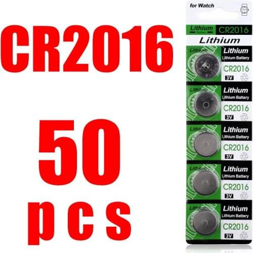 50pcs/pack CR2016 Lithium Battery 3V LM2016 BR2016 ECR2016 toy watch computer LED light coin disposable button battery