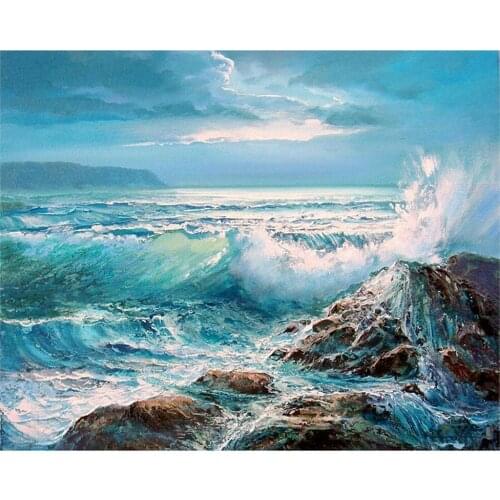 DIY Diamond Embroidery Landscape 5D Diamond Painting The Sea Full Square Drill Mosaic Cross Stitch Diamond Art Home Room Decor