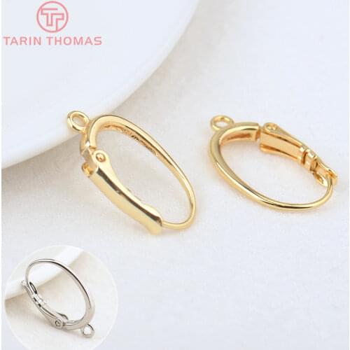 6PCS 14x20MM 24K Gold Color Brass Oval Earrings Clip Earring Hoop High Quality Jewelry Making Findings Accessories