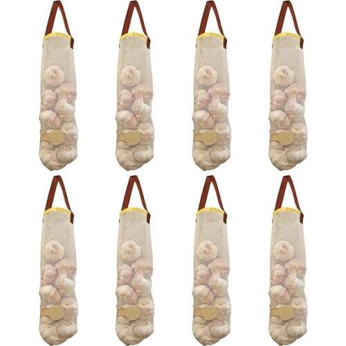 8 Pack Onions Storage Bags, Reusable Mesh Bags for Vegetables, Hanging Fruit and Veggie Mesh Storage Net Bags for Garlic, Potato