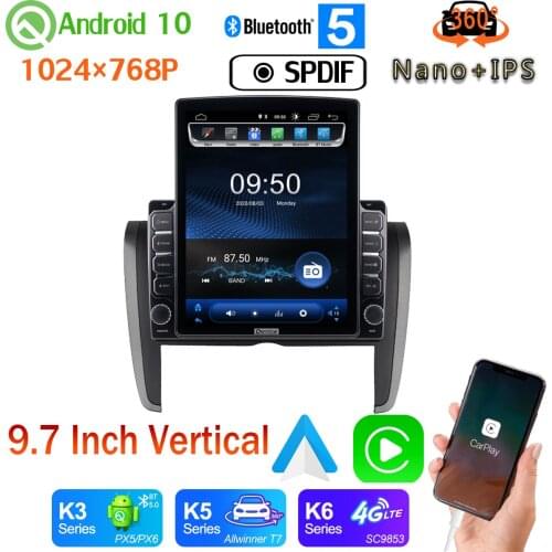 9.7" Vertical Style Car Media GPS CarPlay Android 10.0 360 Camera Radio For Toyota Allion 2007-2018 One din Head Unit PX6 4+64G