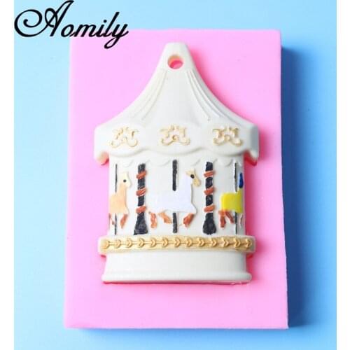 Aomily Newest Carousel Shaped Fondant Silicone Mold Candle Sugar Craft Tool Chocolate Cake Mould DIY Baking Decorating Tools