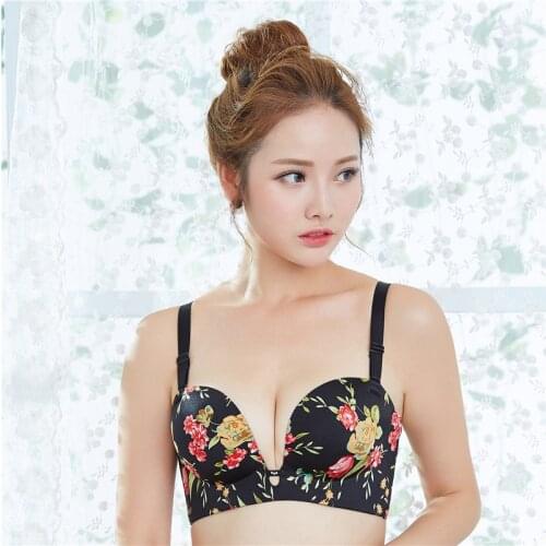 Good quality seamless underwear bra finger shape palm cup push up bra one piece gather chest big size double cup sexy bra 32-38