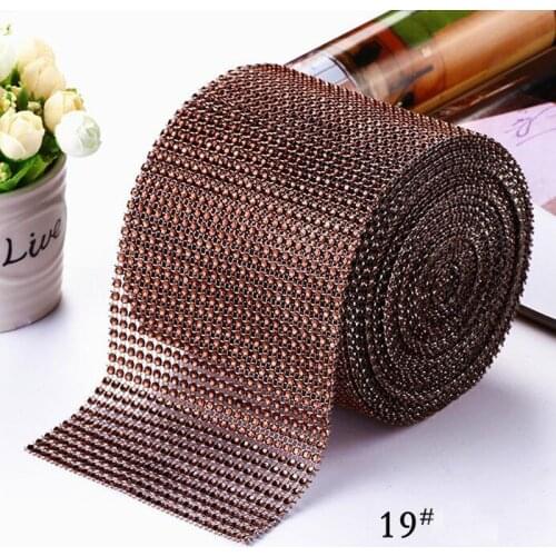 10Yards 4.75"(12cm) Width Coffee Sparkling Diamond Mesh Wrap Crystal Rhinestone Ribbon Wedding Home Decoration DIY Accessories