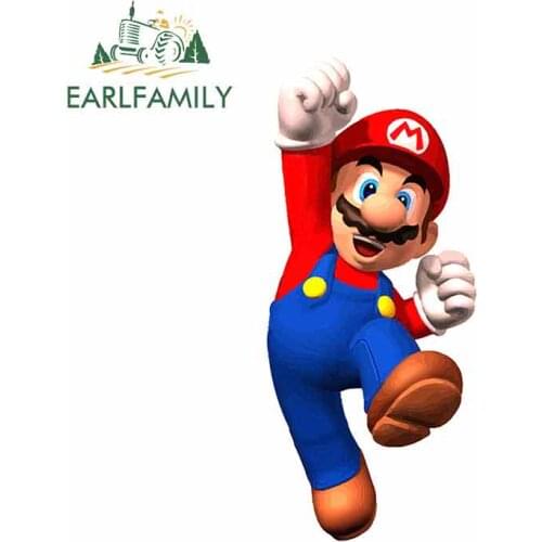 EARLFAMILY 13cm x 9.7cm For Mario Car Stickers And Decals Anime Waterproof Simulation Fashion Occlusion Scratch VAN Decoration