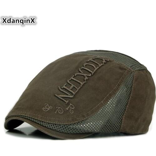 XdanqinX Adult Mens Mesh Cap Breathable Berets Embroidery Ventilation Thin Womens Visor Hat Unisex Adjustable Size Retro Hat