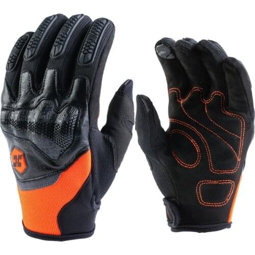 Leather Motorcycle Gloves High Quality Breathable Touch Operation Reflective TPU PVC Protection Long Finger Guantes Moto Riding