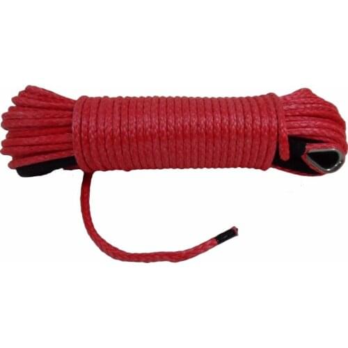 Red 6mm*15m Synthetic Winch Rope,ATV Winch Cable,Spectra Winch Rope,Off Road Rope,Boat Winch Rope
