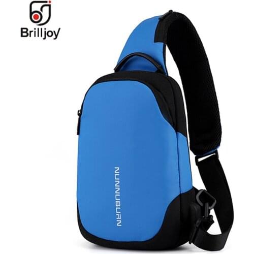 Brilljoy Multifunction Crossbody Bag Water Repellent Men Shoulder Bag Ipad Fashion Chest Bag USB Charging Chest Pack Short Trip