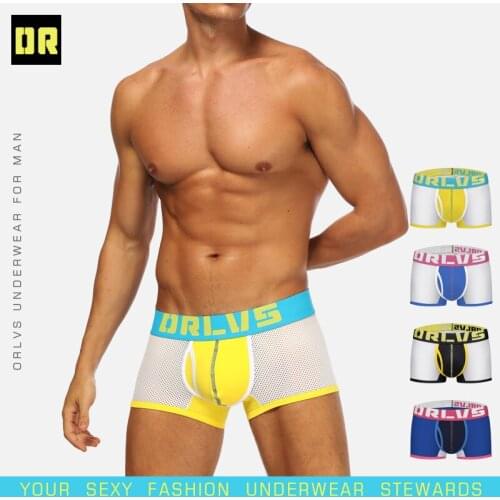ORLVS Brand Sexy Men Boxershort Male Underwear Nylon Penis Pouch Breathable Cueca Comfortable Underpants Homewear Boxer Panties