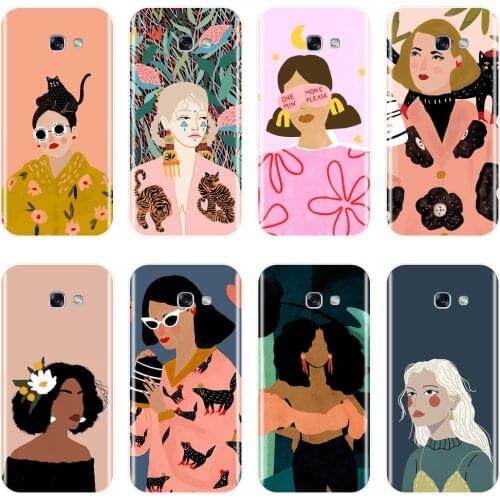 Soft Silicone Phone Case For Samsung Galaxy A6 A8 Plus 2018 A5 A7 Black Girl Back Cover For Samsung A3 A5 A7 2016 2017 Case