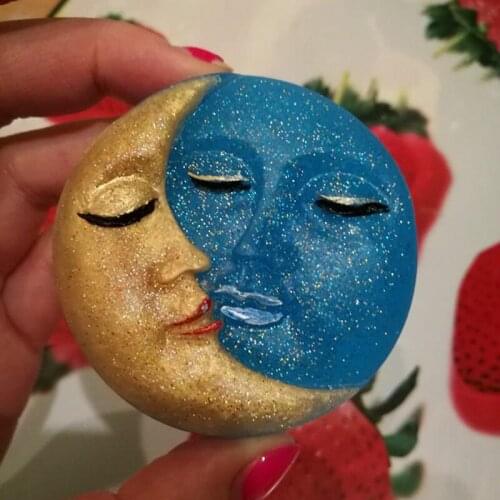 Soap Mold Round Shape Sun Moon Faces Silicone Mold DIY Candle Decor Tools