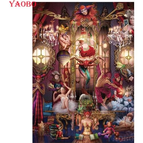 Yaobo Full Square Drill 5D DIY Diamond Painting Clown circus 3D Embroidery set Cross Stitch Crystal painting Mosaic Decor gift