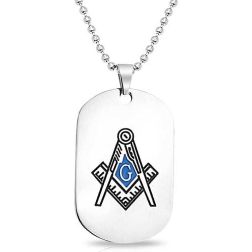 Low price Mens Blue Enamel Stainless Steel Freemason Symbol Dog Tags hot sales custom MASONIC dog tag FH890267