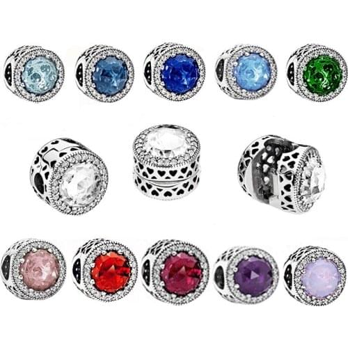 Fashion New Joker 100% Real 925 Sterling Silver Shiny Heart Clips Many Color Authentic Original Jewelry birthday Gifts