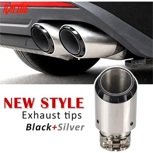 The new cool style design stainless steel silver + plated black modified car muffler exhaust pipe tailtips