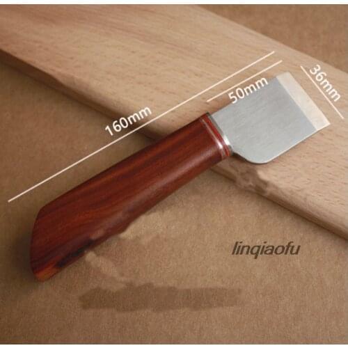 Handmade leather knife cutting knife Red rosewood mahogany handle 36mm