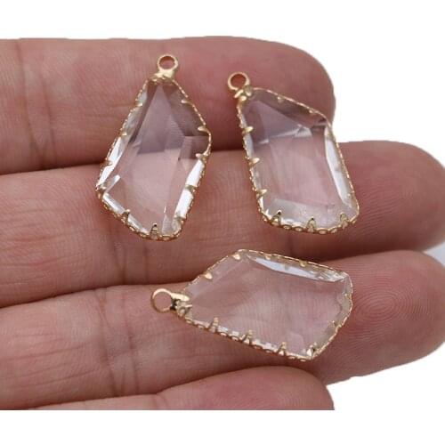 5PCS Gold Color Irregular Clear Crystal Charm Pendant for Jewelry Making Necklace DIY Earrings Accessories Craft