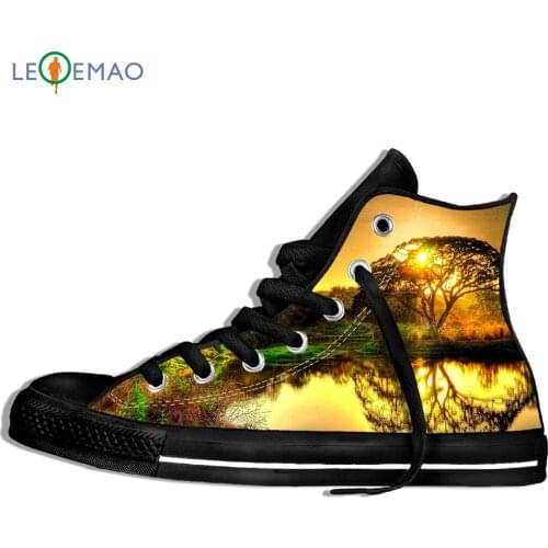 Outdoor Walking Shoes Drop Shipping Menss Sunrise In The Forest Sport Shoes Comfortable Lace-up Students Sneakers