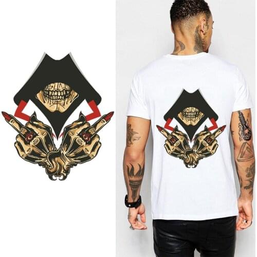 Rock Zombie Patch Iron On Transfers For Clothes Heat Transfer Press Hippie Skull Vinyl Sticker Washable Diy Appliques