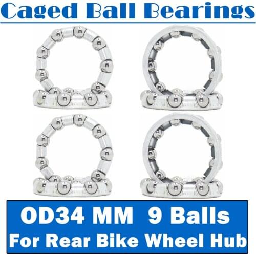 Caged Ball Bearings OD 34mm 8PCS Old-fashioned Split Center Axis Headset Crankshaft Pivot Retainer Steel 9 Balls Bearing 34 mm