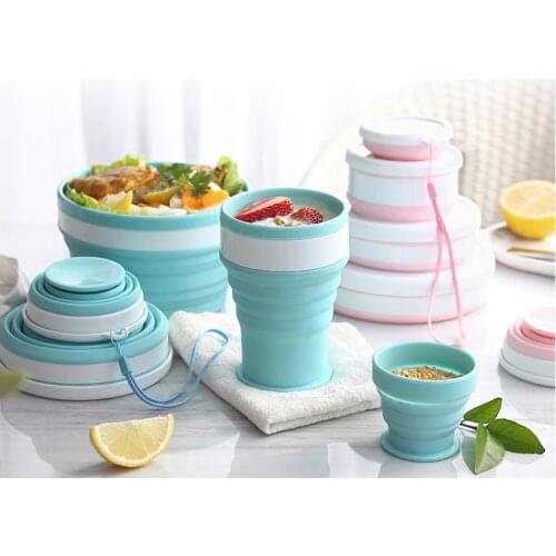Folding Silicone Cup Coffee Mugs Travel Collapsible Silicone Cups Portable Handcup Retractable Food Grade Foldable Water Cups